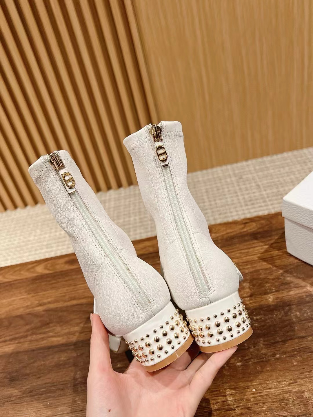 DI0R 高品質 CD ロゴ ビーズ ジッパー ブーツ【50％割引+送料無料】