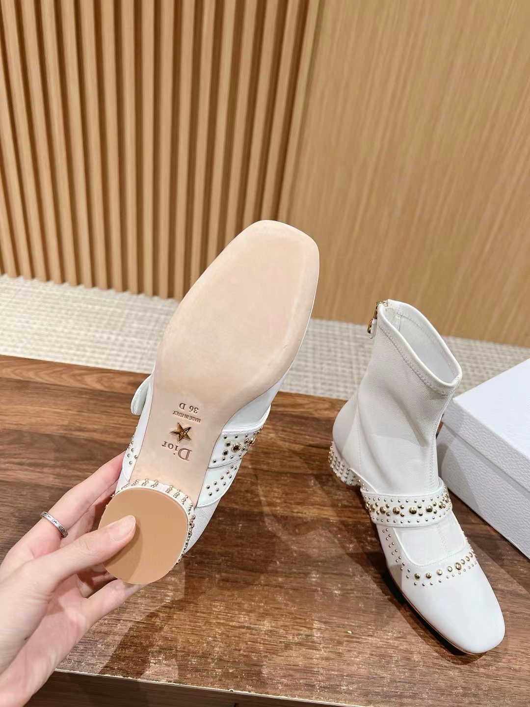 DI0R 高品質 CD ロゴ ビーズ ジッパー ブーツ【50％割引+送料無料】