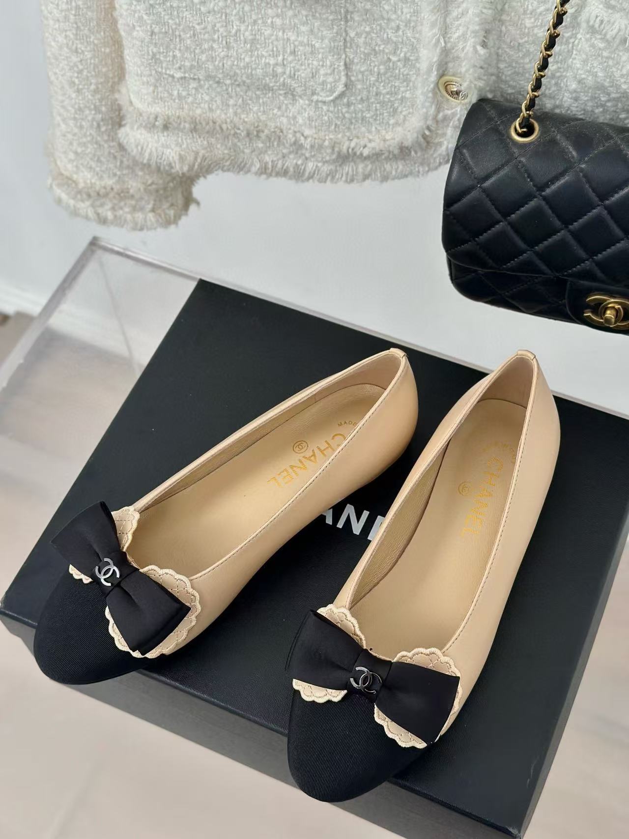 CHANE1 高品質ボウフラットシューズ【50％割引+送料無料】