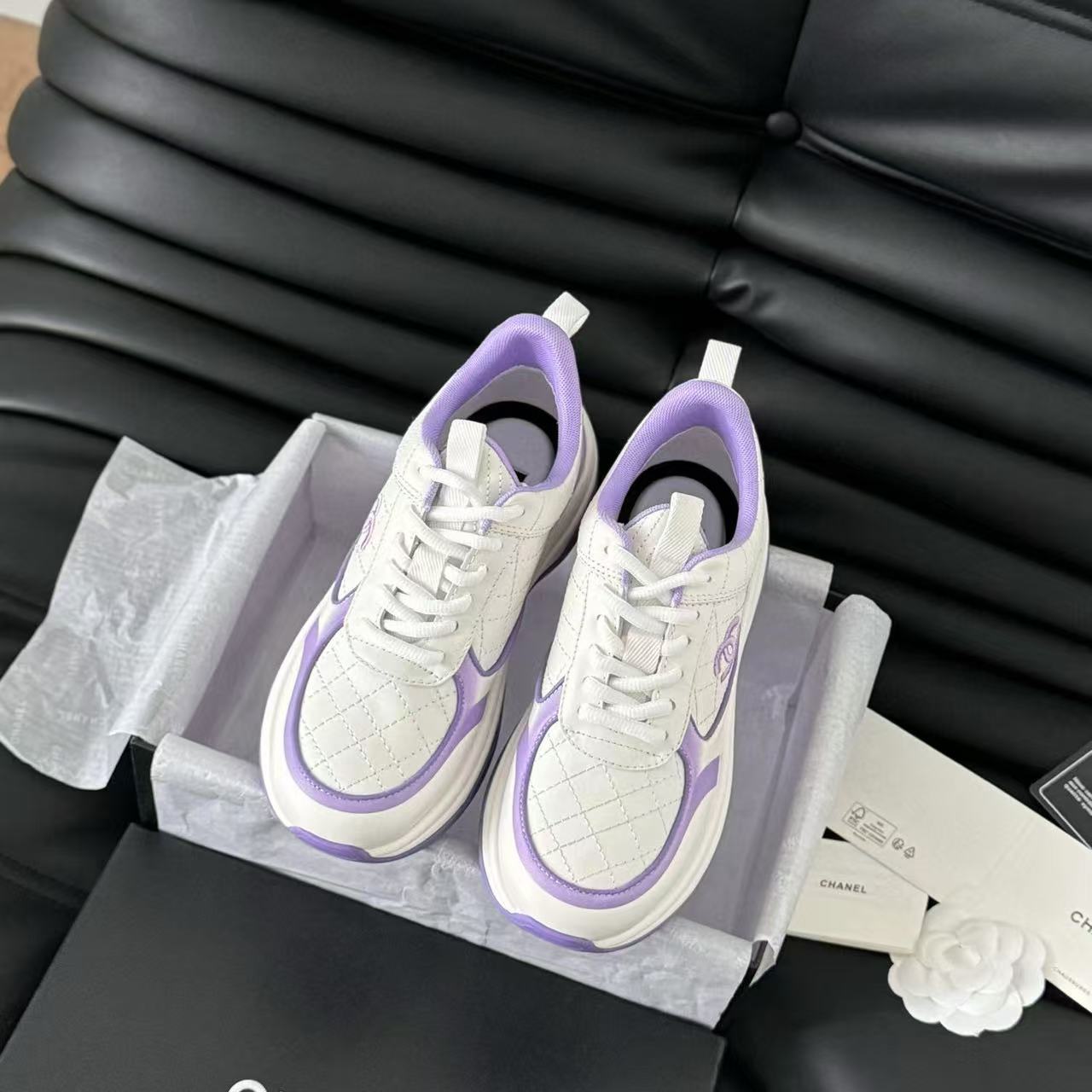 CHANE1 高品質ダブル C パープルパンダカジュアルシューズ【50％割引+送料無料】
