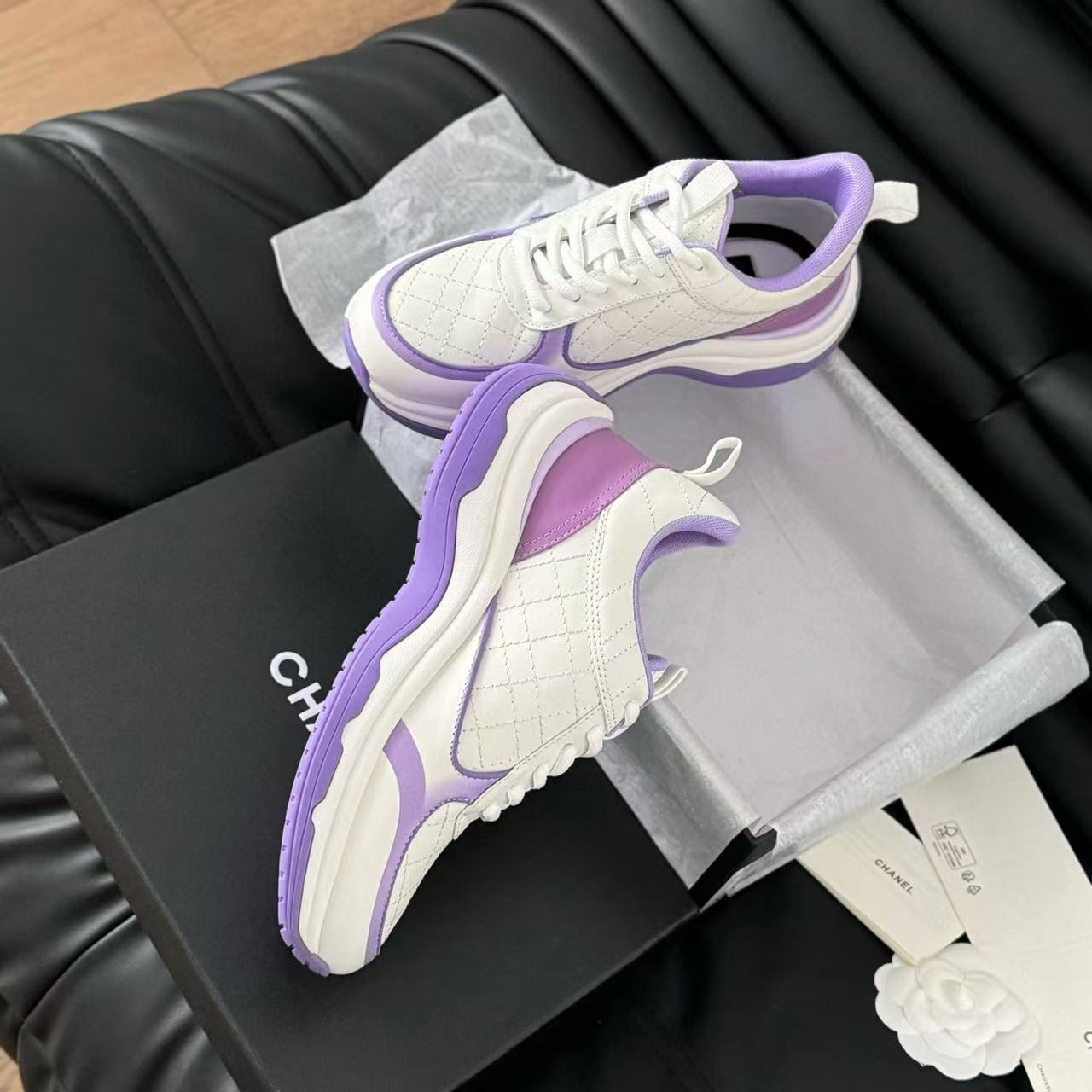 CHANE1 高品質ダブル C パープルパンダカジュアルシューズ【50％割引+送料無料】
