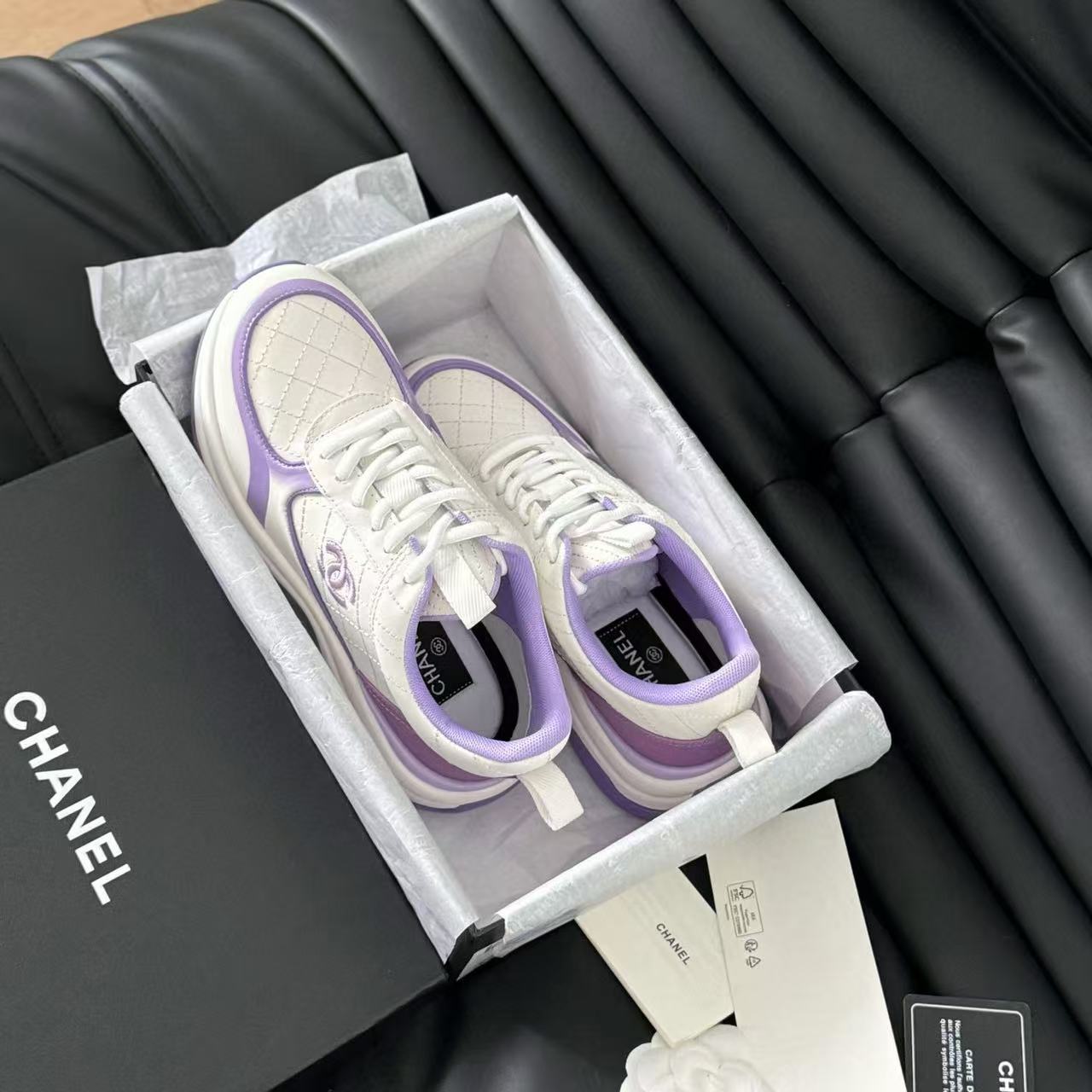 CHANE1 高品質ダブル C パープルパンダカジュアルシューズ【50％割引+送料無料】
