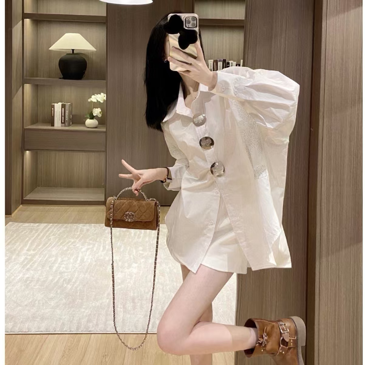 CHANE1 kellyディアスキン チェーン ショルダー クロスボディバッグ【 50％割引+送料無料】