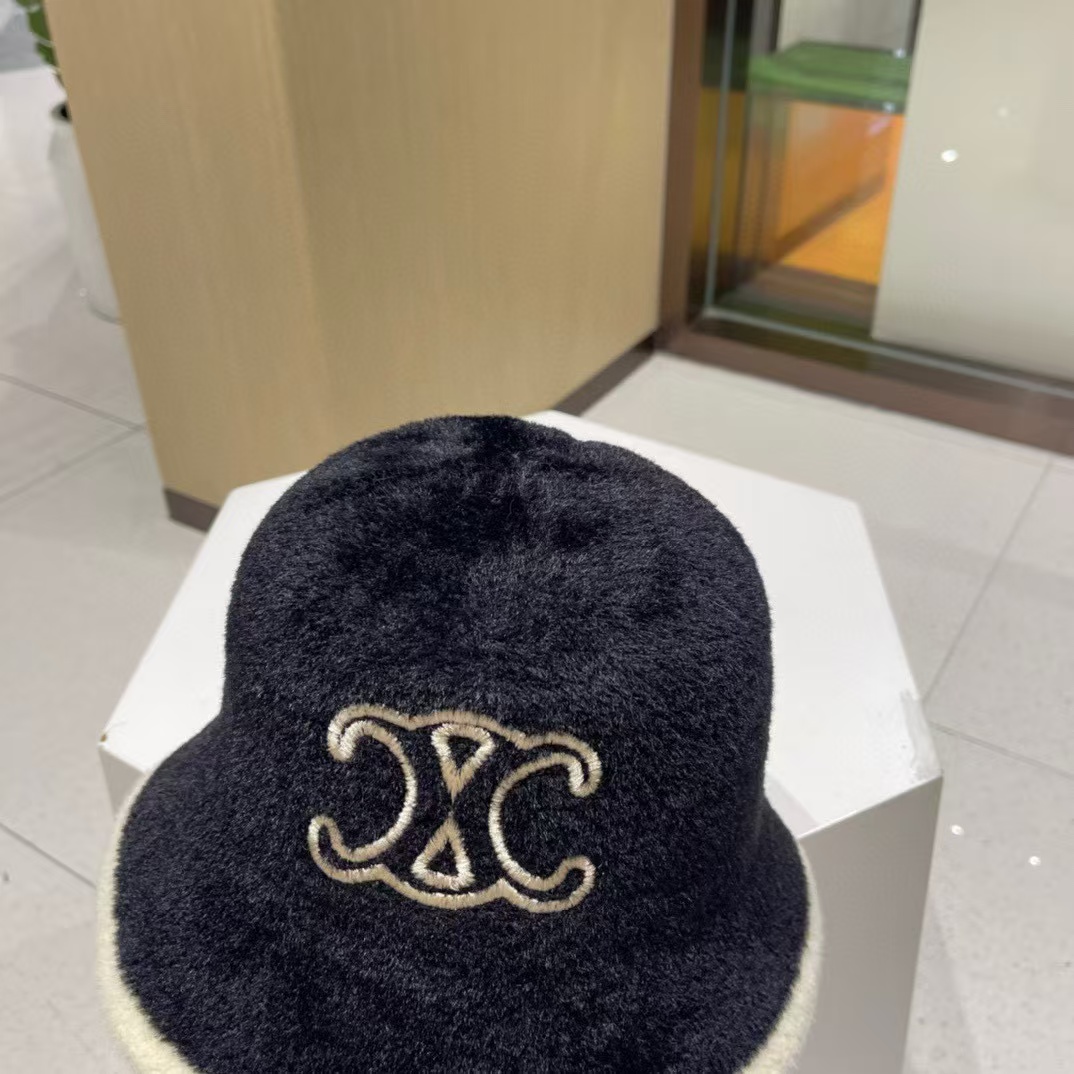 CEL1NE 凱旋門 ミンク ベルベット バケット ハット【 50％割引+送料無料】