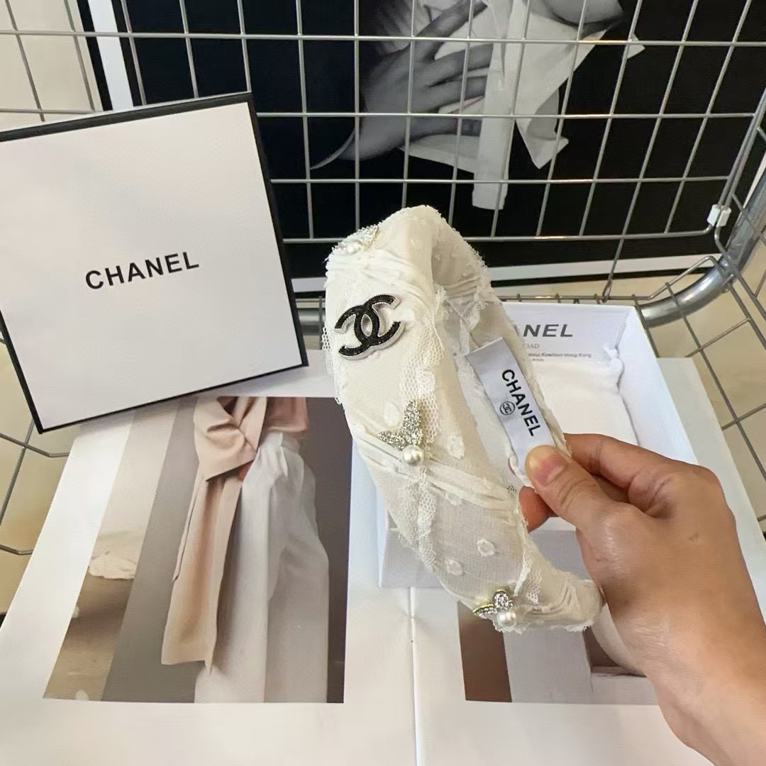 CHANE1 ダブル C バタフライ パール カチューシャ【 50％割引+送料無料】