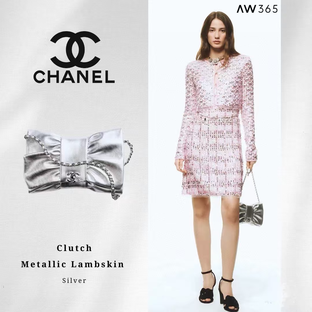 CHANE1 チェーンリボンイブニングバッグ【50％割引+送料無料】