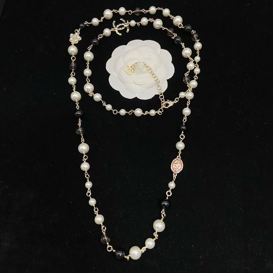 CHANE1 ダブルC 二層パールセーターチェーン【50％割引+送料無料】