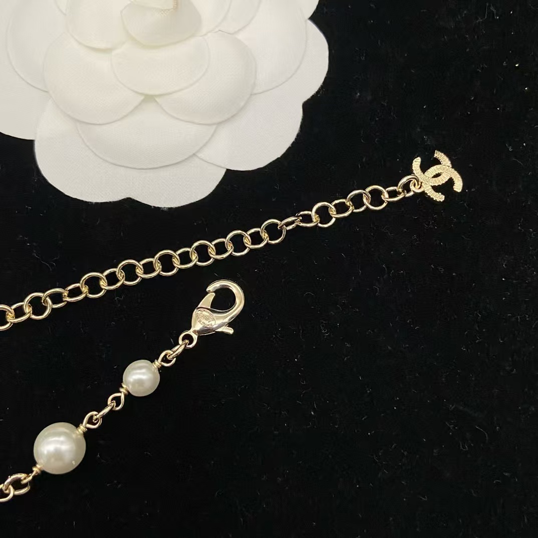 CHANE1 ダブルC 二層パールセーターチェーン【50％割引+送料無料】