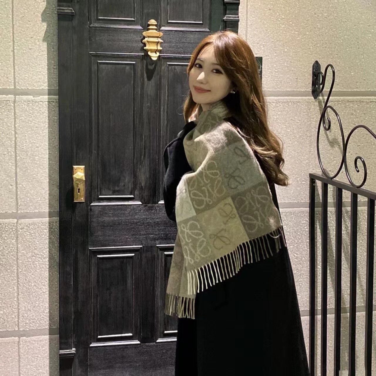 L0WEW 両面カシミヤマフラー D【50％割引+送料無料】