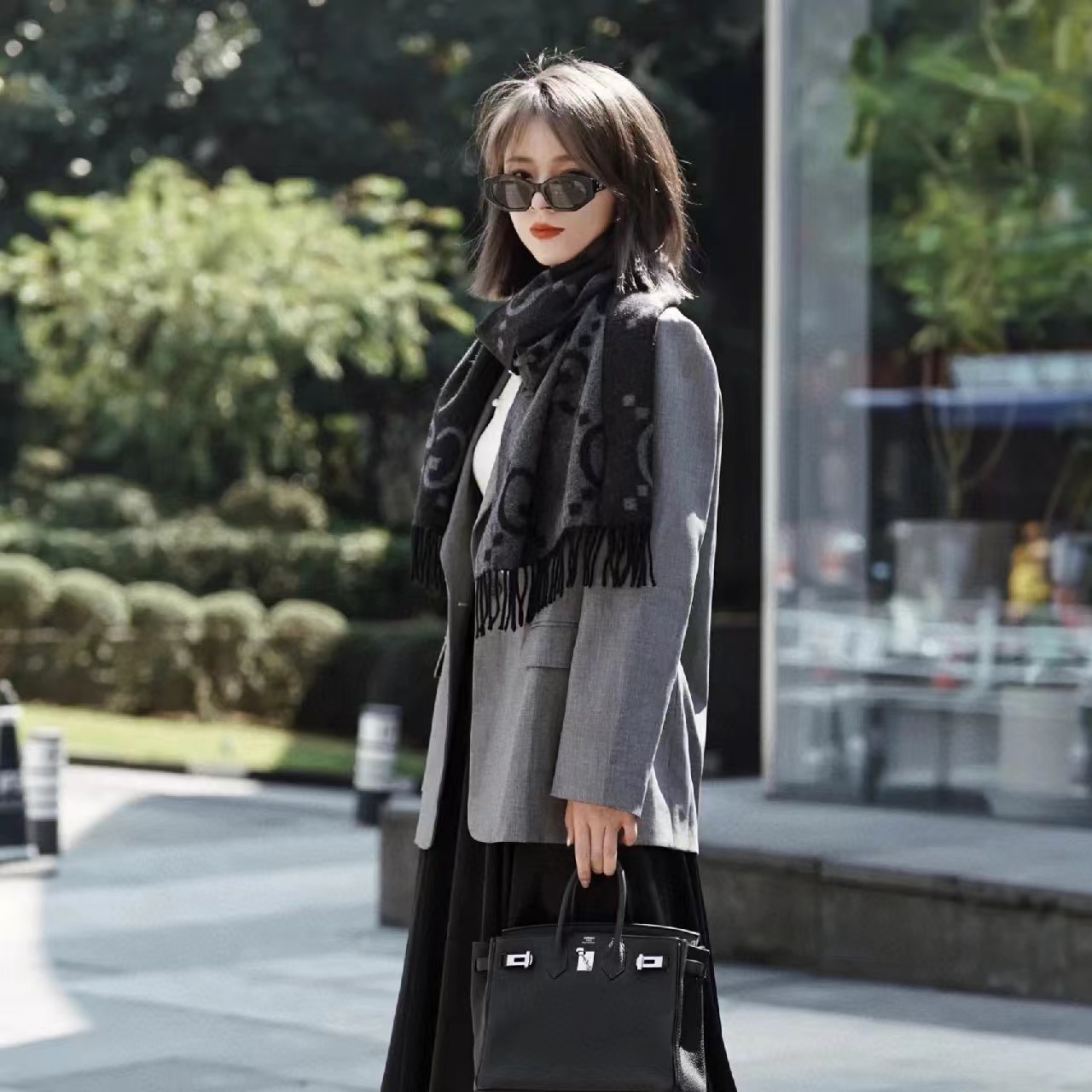 GUCC1 クラシック フリンジ カシミア スカーフ【50％割引+送料無料】