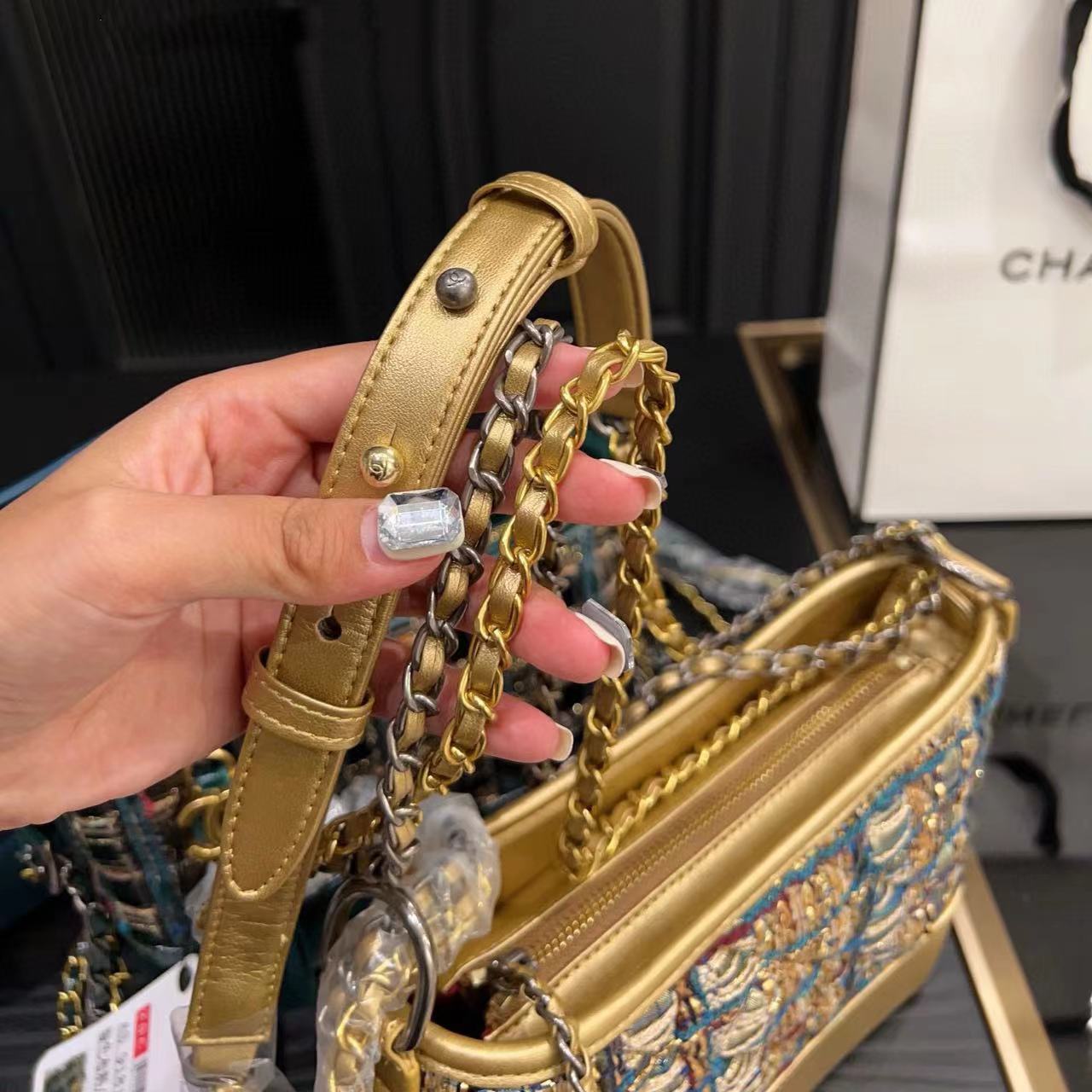 CHANE1 ウール チェーン クロスボディバッグ【50％割引+送料無料】