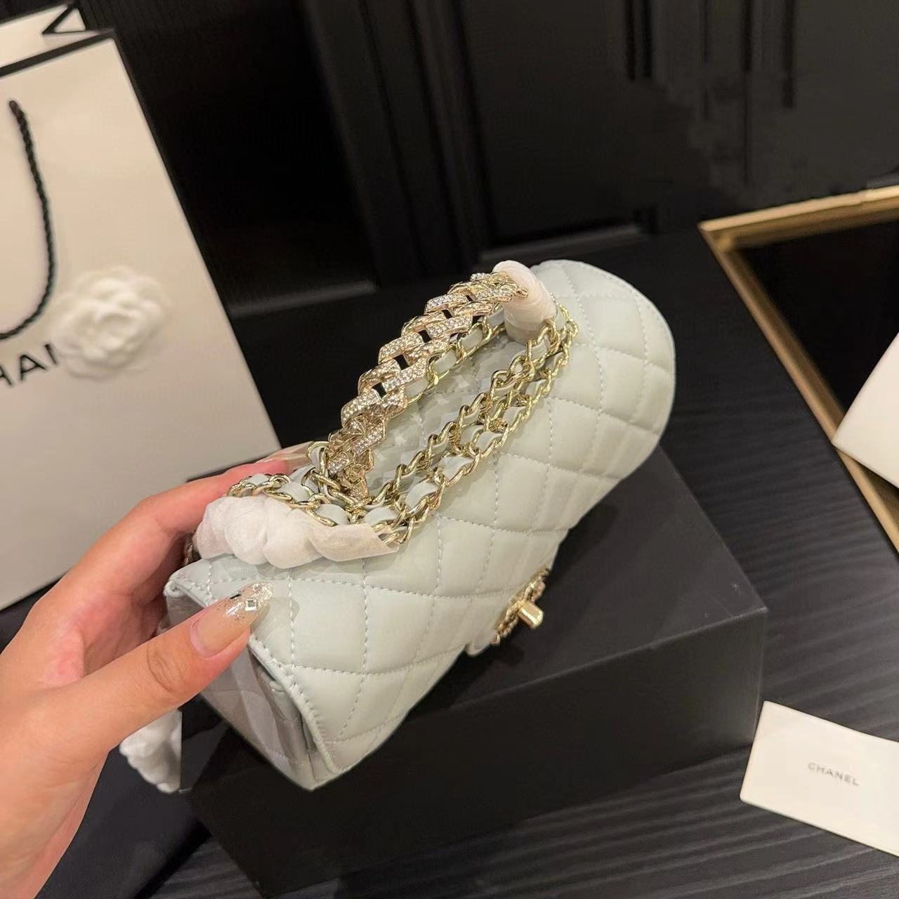 CHANE1 ハンドルラインストーン CF フラップバッグ【50％割引+送料無料】