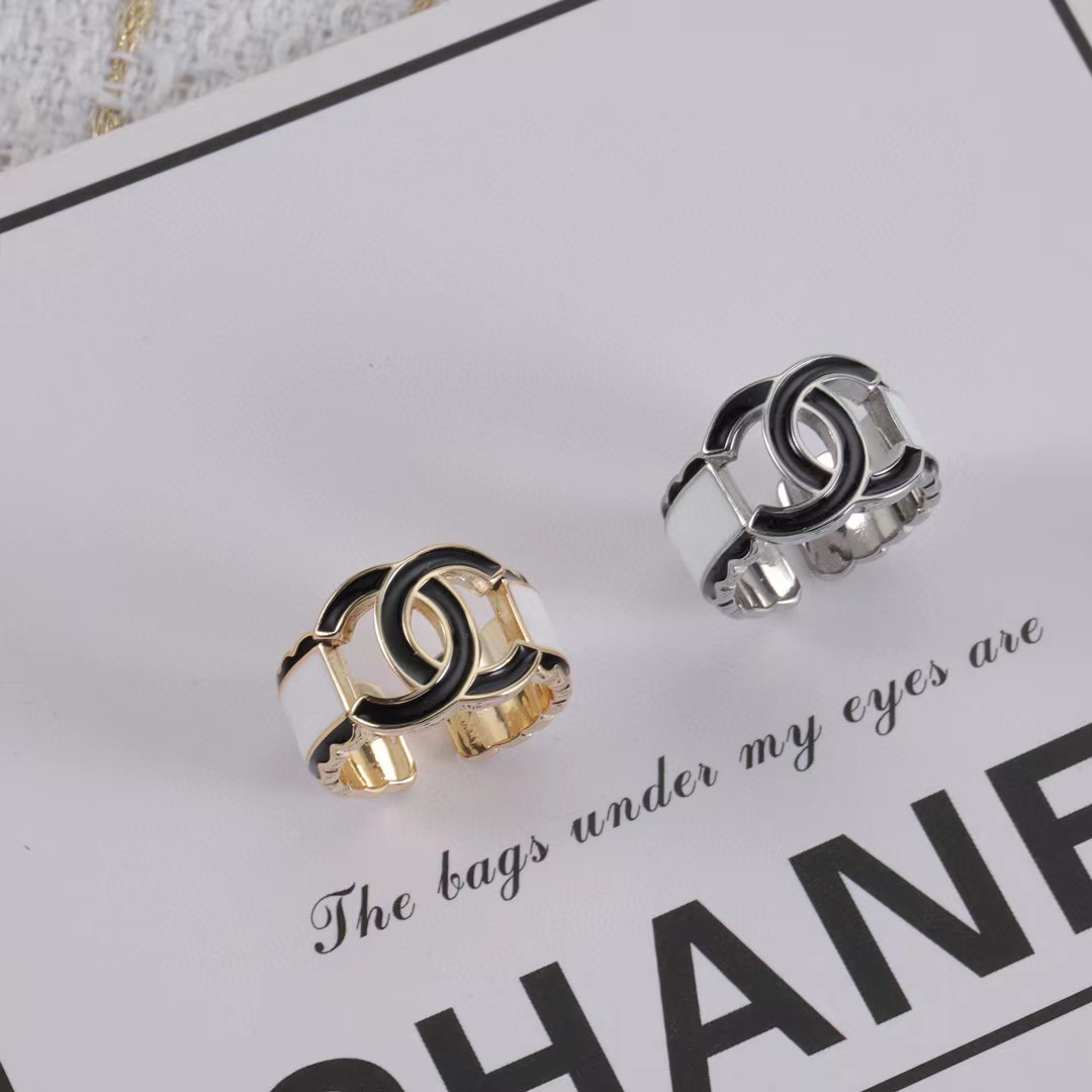 CHANE1 ゴールドとシルバーのダブルCリング【50％割引+送料無料】