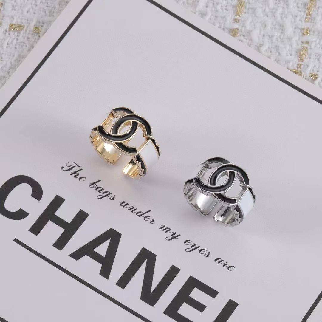 CHANE1 ゴールドとシルバーのダブルCリング【50％割引+送料無料】