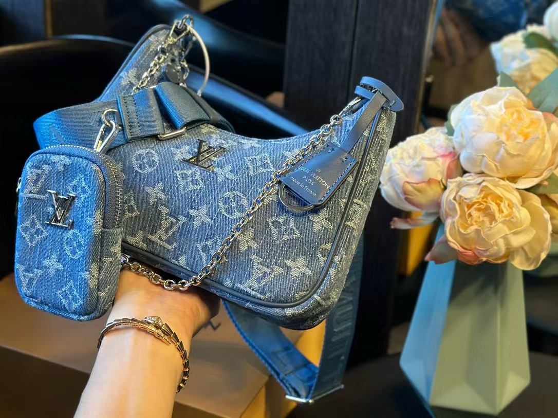 LV スリーインワン デニム チェーン 脇下バッグ【50％割引+送料無料】