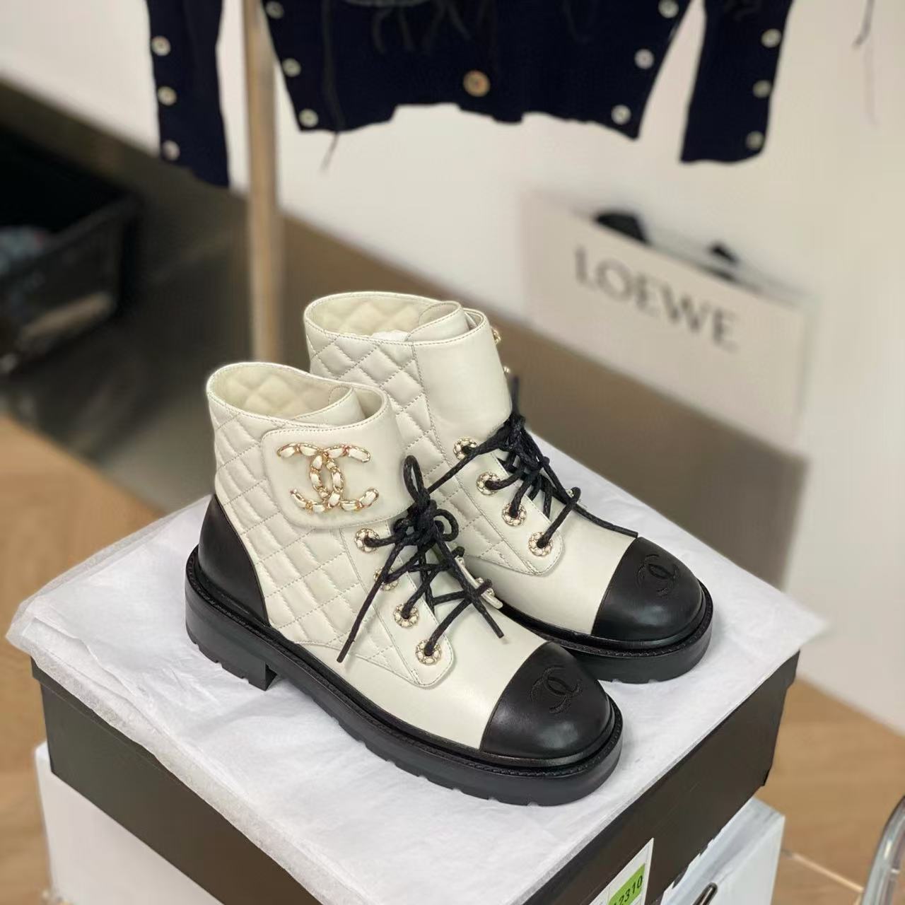 CHANE1 レースアップ カラーブロック ショートブーツ【50％割引+送料無料】