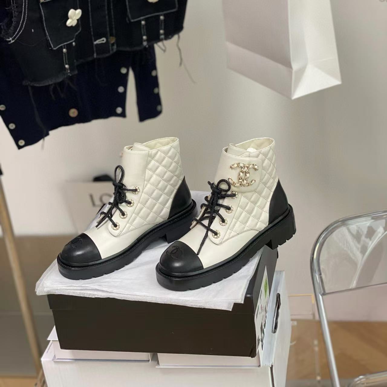 CHANE1 レースアップ カラーブロック ショートブーツ【50％割引+送料無料】