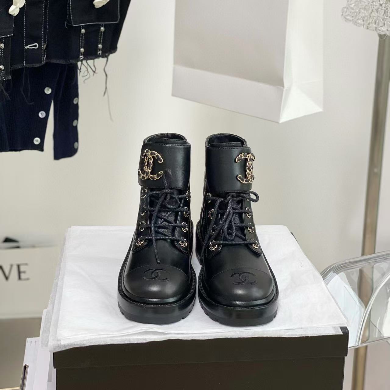 CHANE1 レースアップ カラーブロック ショートブーツ【50％割引+送料無料】