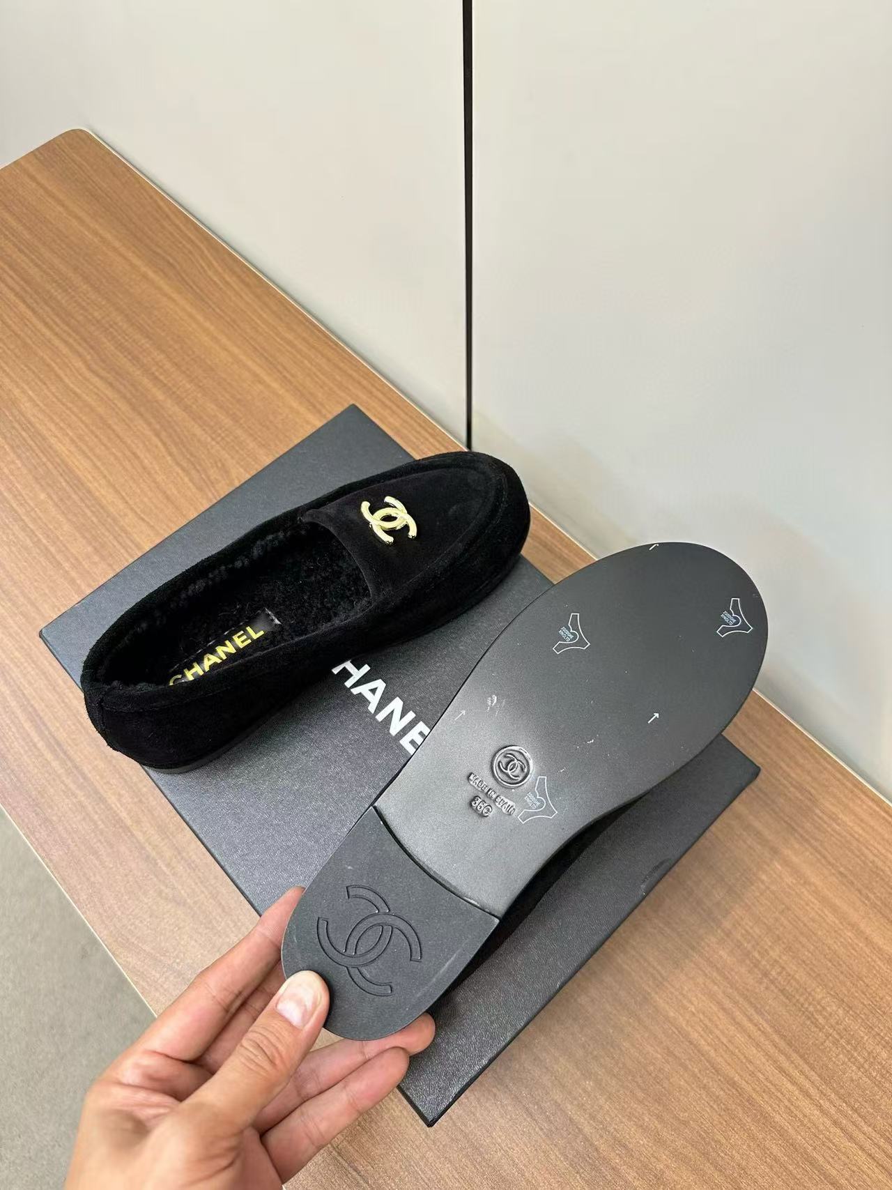 CHANE1 高品質ラムウールローファー【50％割引+送料無料】