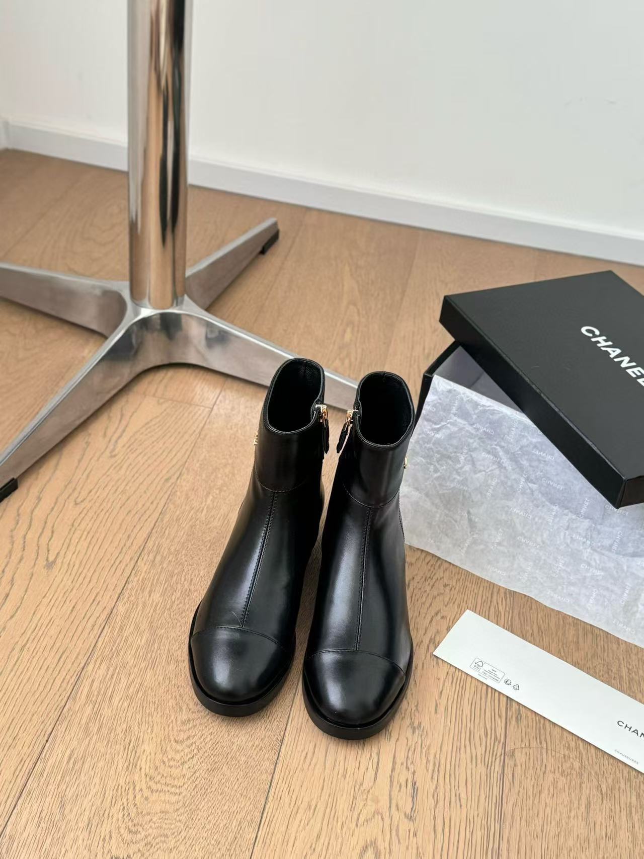 CHANE1 高級牛革チェーンレターシンプルショートブーツ/ブーツ【50％割引+送料無料】