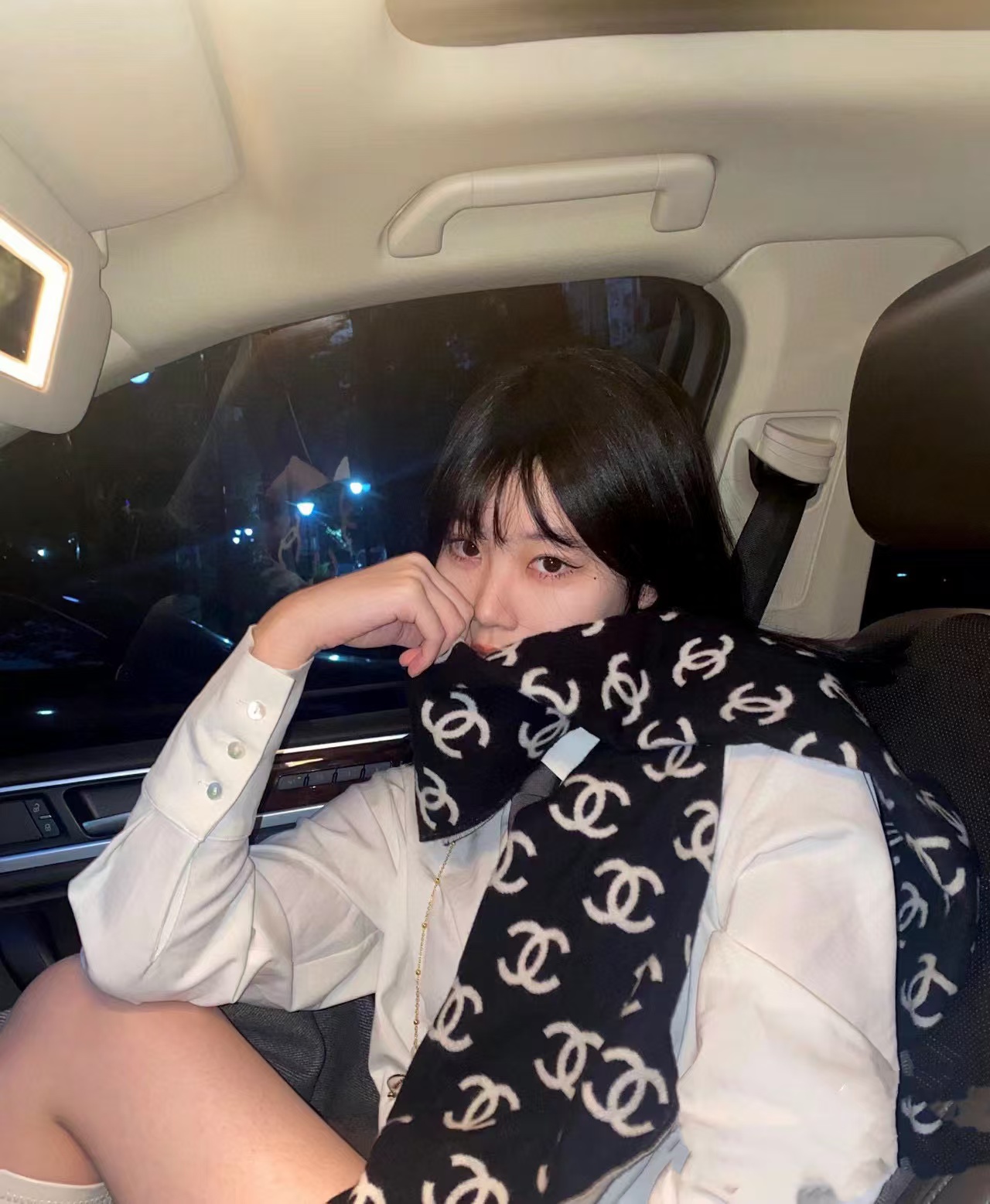 CHANE1 ダブルC カシミアスカーフ【50％割引+送料無料】