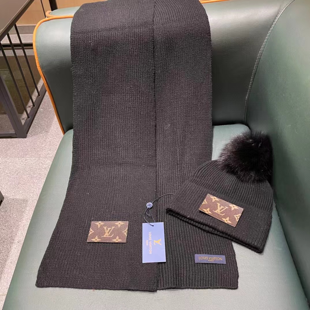 LV ウール帽子+スカーフ2点セット【50％割引+送料無料】