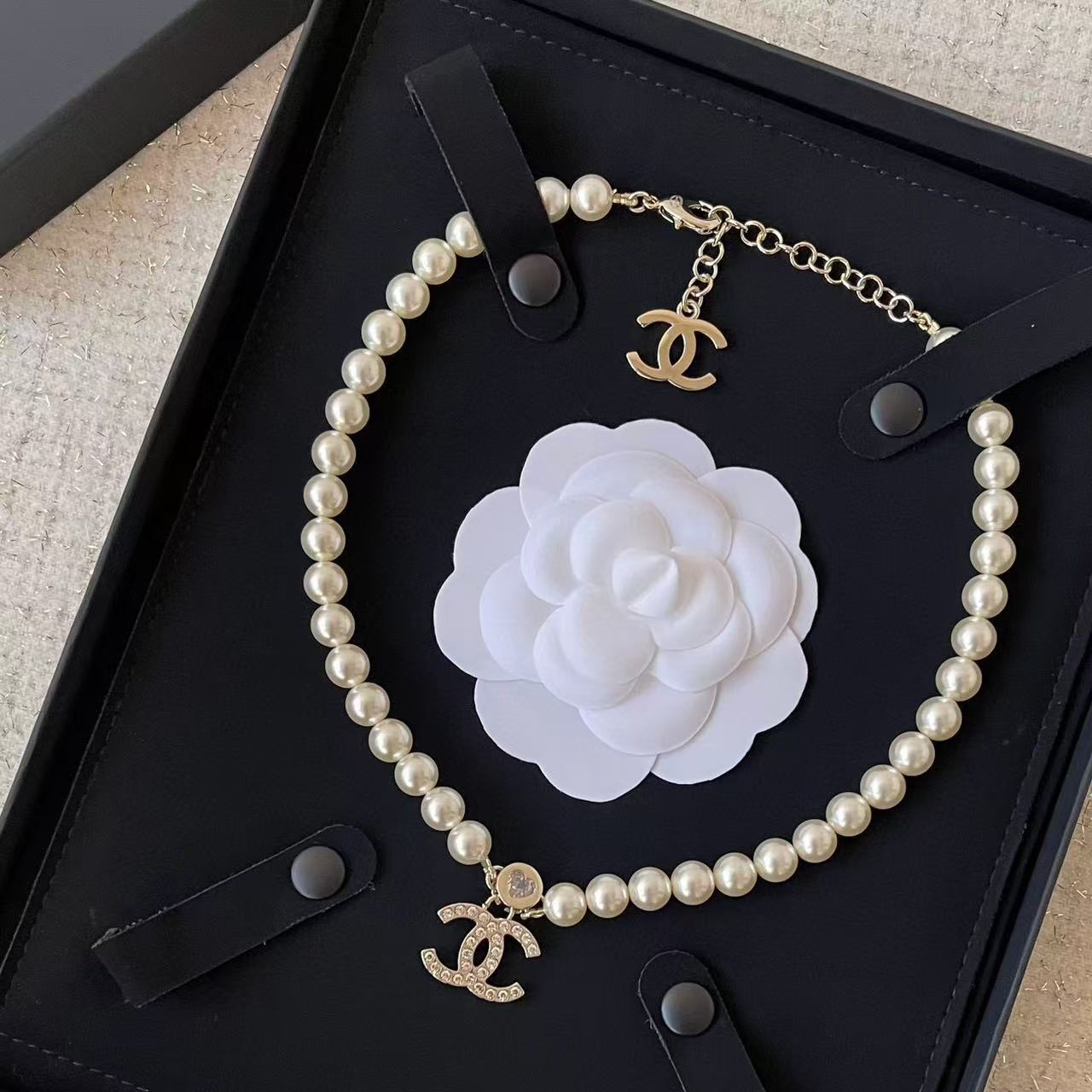 CHANE1 ダブルCパールネックレス【50％割引+送料無料】