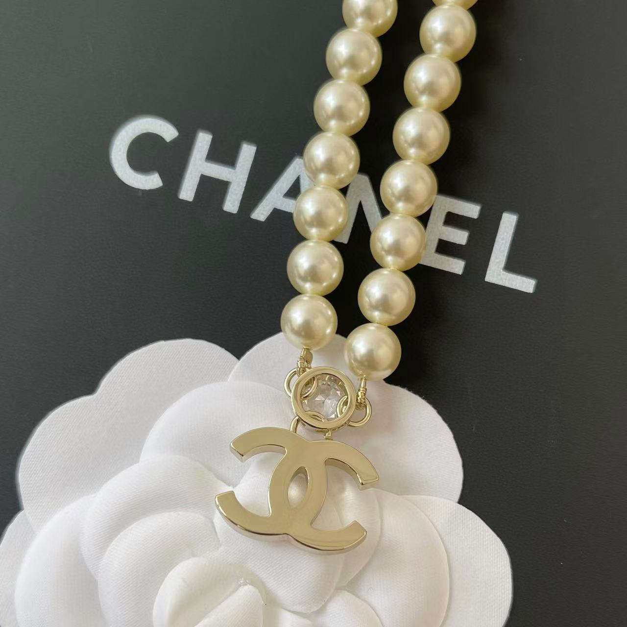 CHANE1 ダブルCパールネックレス【50％割引+送料無料】