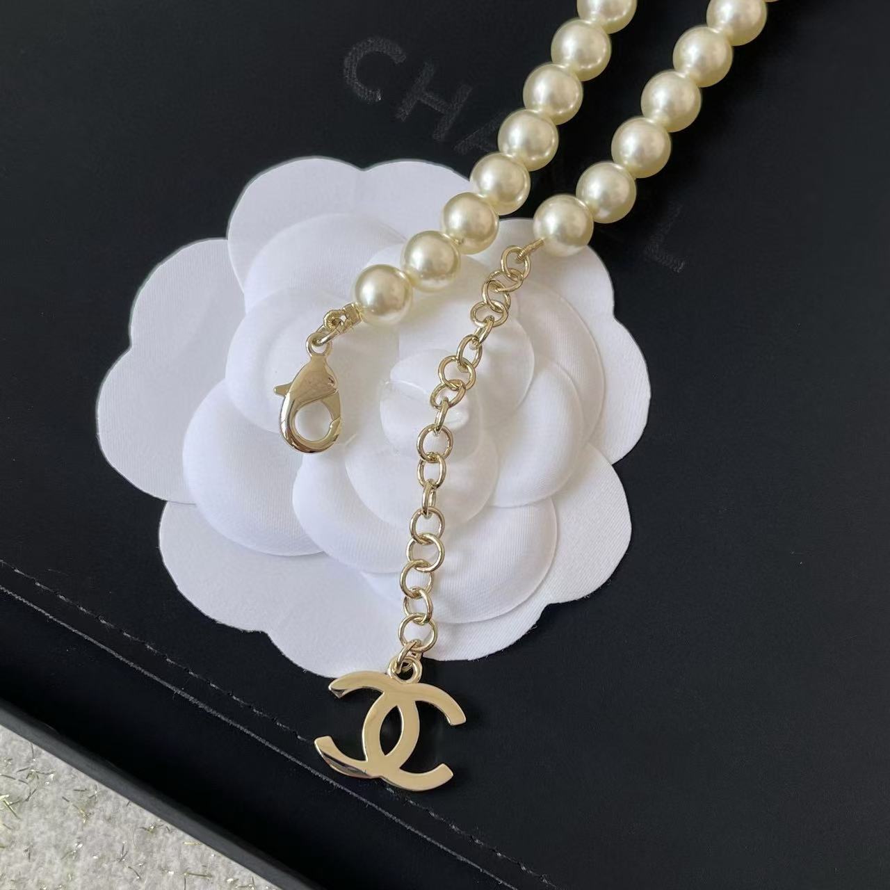 CHANE1 ダブルCパールネックレス【50％割引+送料無料】