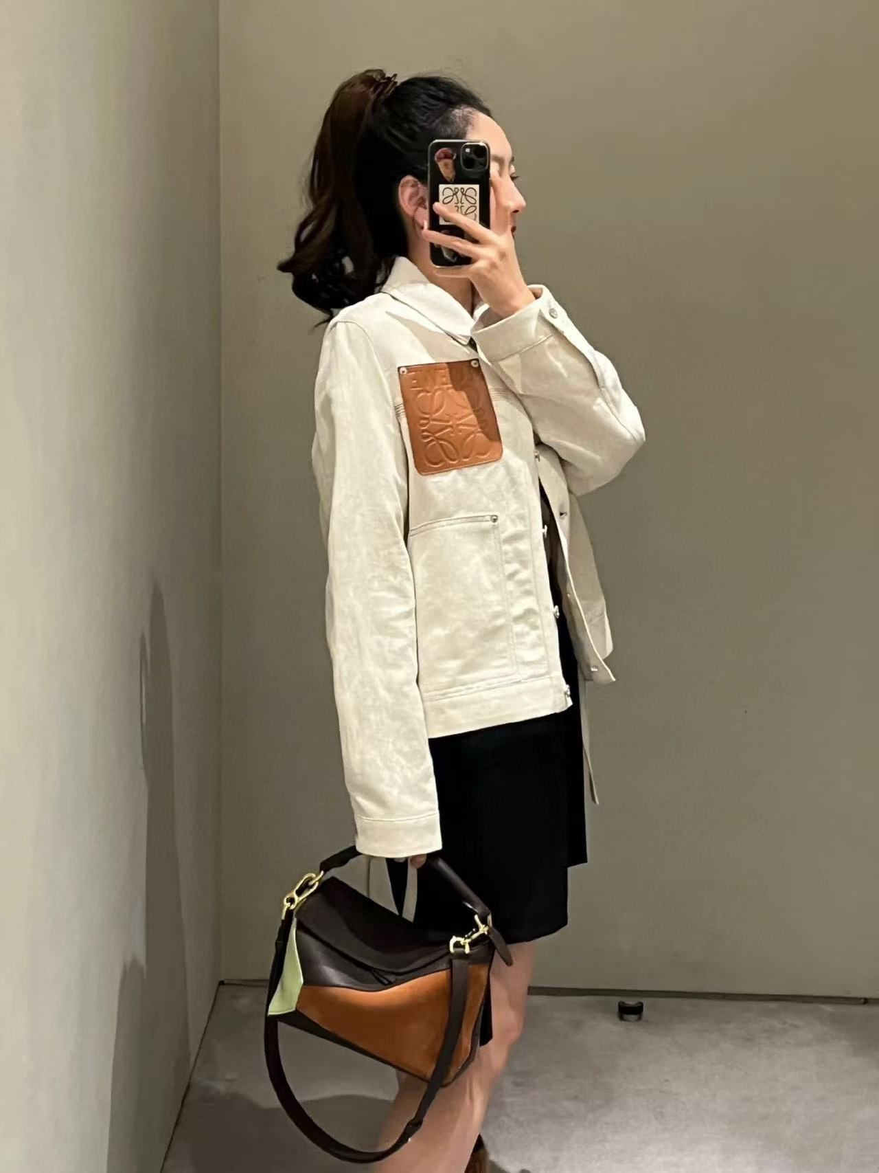 L0WEW ディアスキン カラーブロック クロスボディバッグ【 50％割引+送料無料】