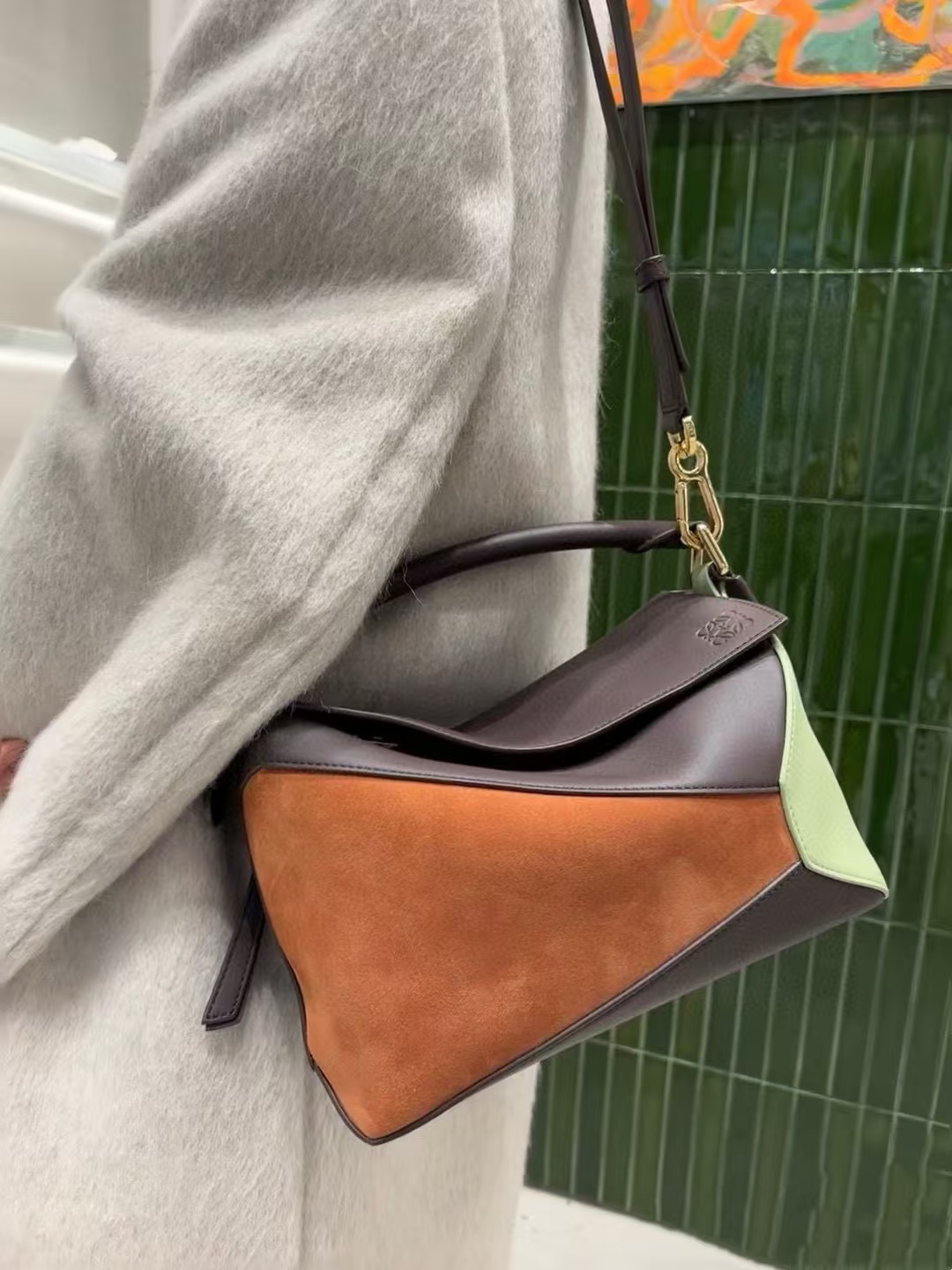 L0WEW ディアスキン カラーブロック クロスボディバッグ【 50％割引+送料無料】