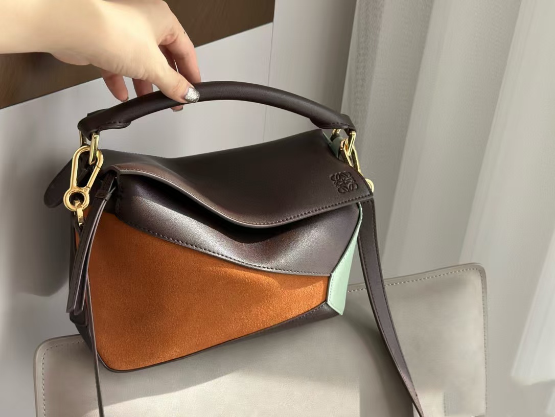 L0WEW ディアスキン カラーブロック クロスボディバッグ【 50％割引+送料無料】