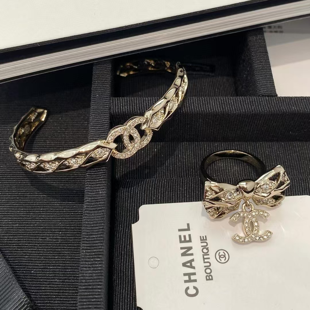 CHANE1 ダイヤモンド ボウ リング + ブレスレット【50％割引+送料無料】