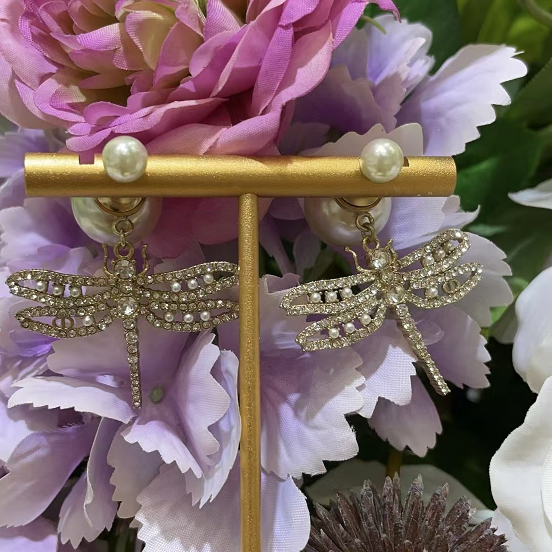 DI0R中空トンボCDパールスタッドピアス【50％割引+送料無料】