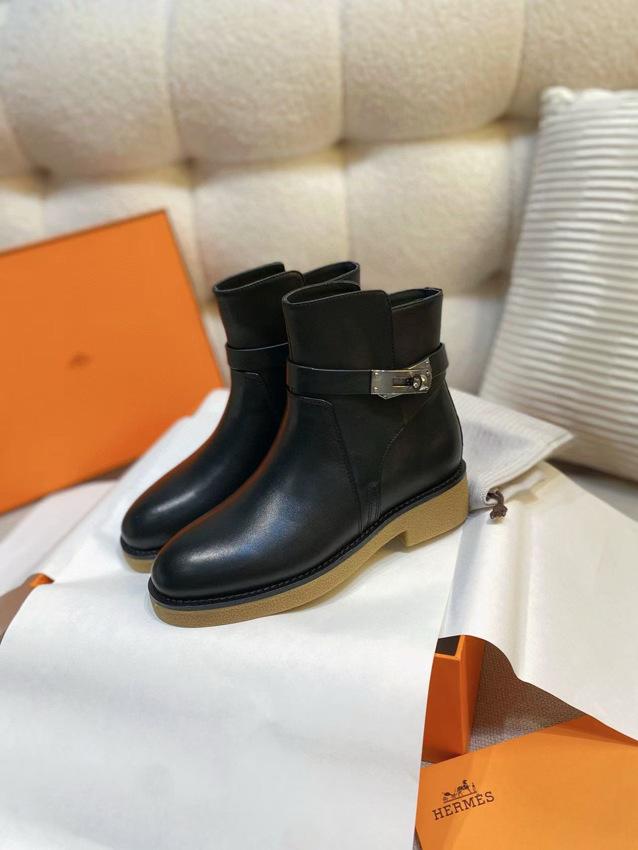 HERME5 上質なシンプル牛革ショートブーツ【50％割引+送料無料】