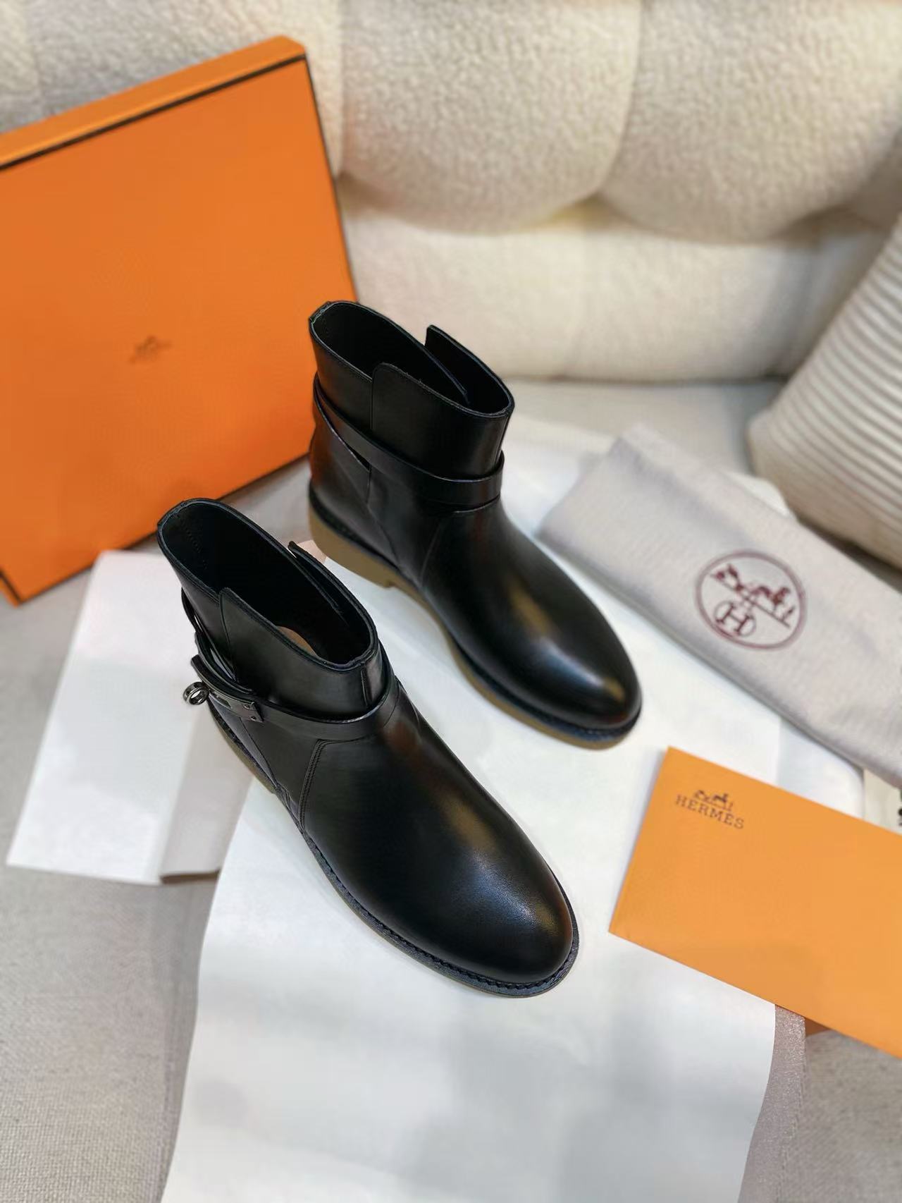 HERME5 上質なシンプル牛革ショートブーツ【50％割引+送料無料】