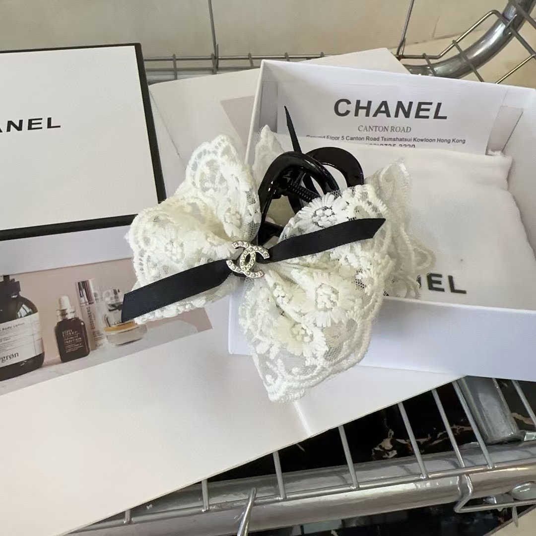 CHANE1 レース ダブルCロゴ ヘアクリップ【50％割引+送料無料】
