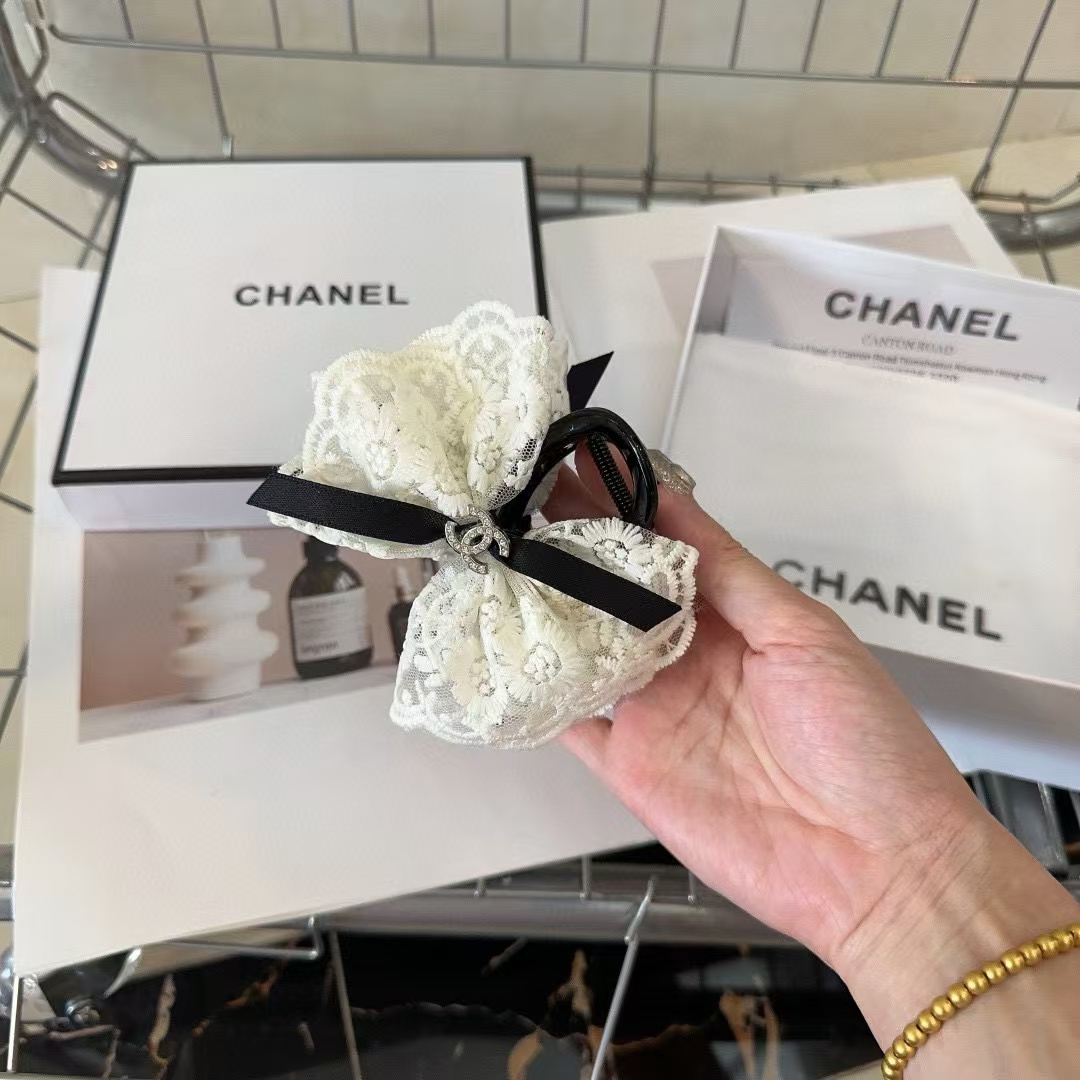 CHANE1 レース ダブルCロゴ ヘアクリップ【50％割引+送料無料】