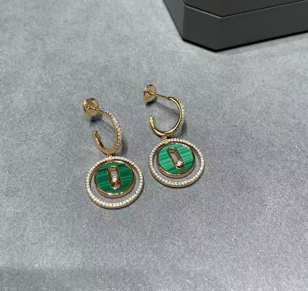 MESS1KA定番マラカイト ピアス+ネックレス 2点セット 【50％割引+送料無料】