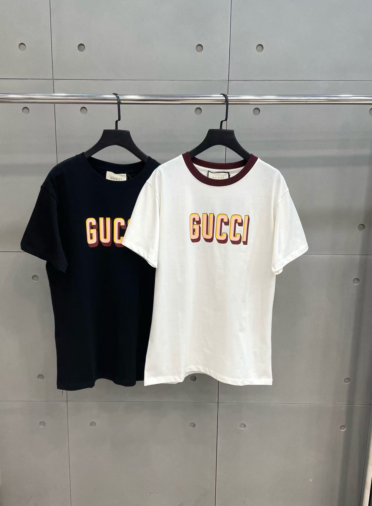 GUCC1 シンプルレタールーズTシャツ【 50％割引+送料無料】