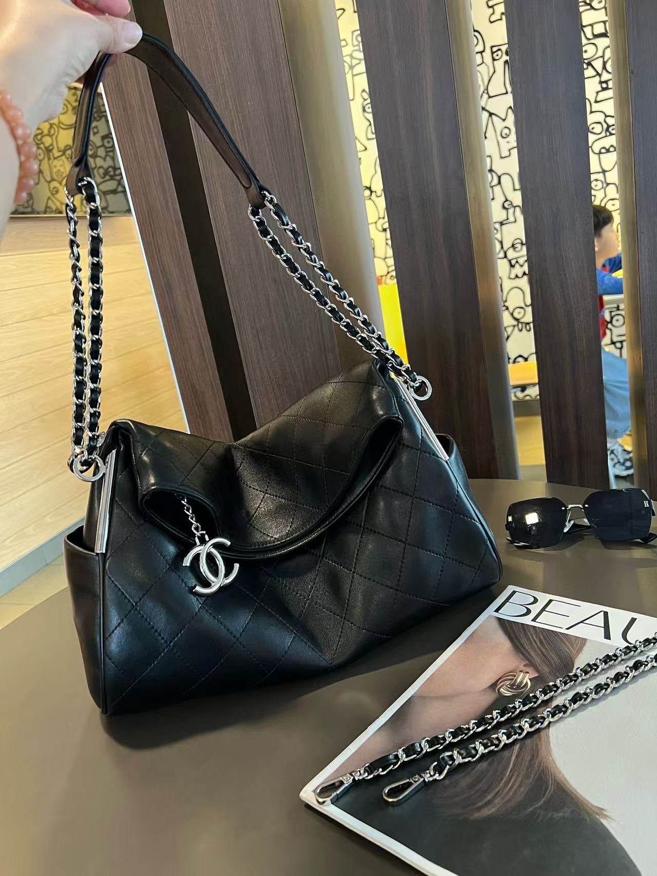 CHANE1 ジッパー ダブル C ペンダント チェーン 脇下バッグ【 50％割引+送料無料】