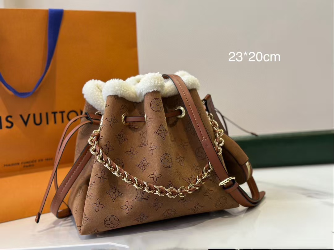 LV ラムウール プリント バケットバッグ【 50％割引+送料無料】