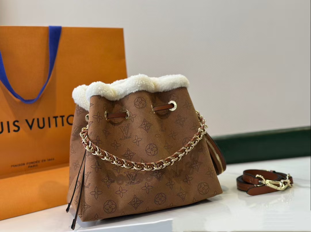 LV ラムウール プリント バケットバッグ【 50％割引+送料無料】