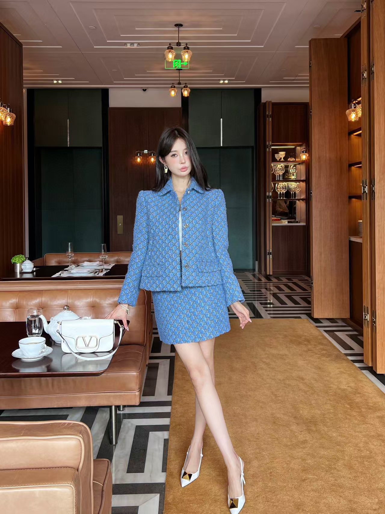 GUCC1 高級ジャガードジャケット＋スカート２点セット【50％割引+送料無料】