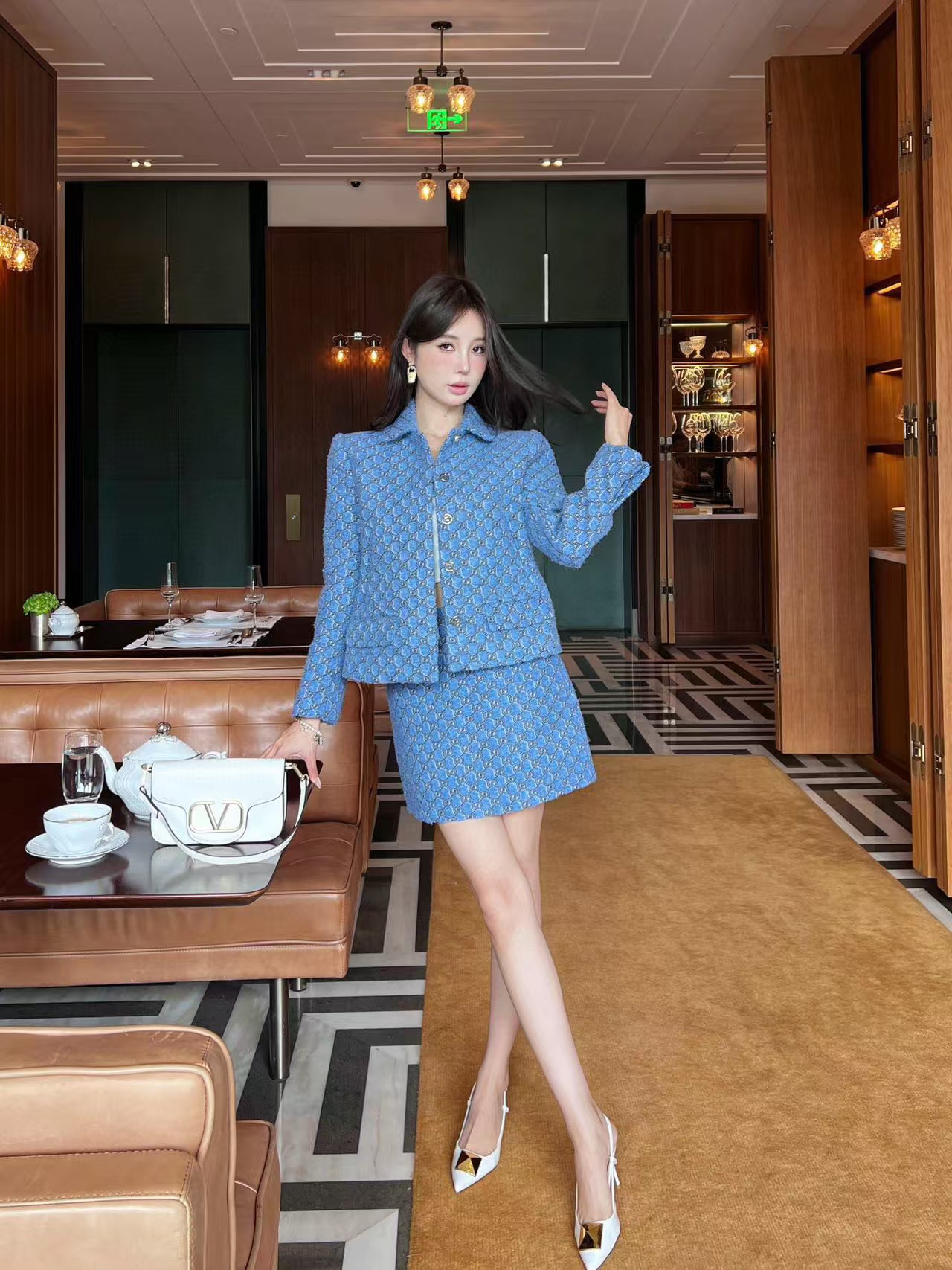 GUCC1 高級ジャガードジャケット＋スカート２点セット【50％割引+送料無料】