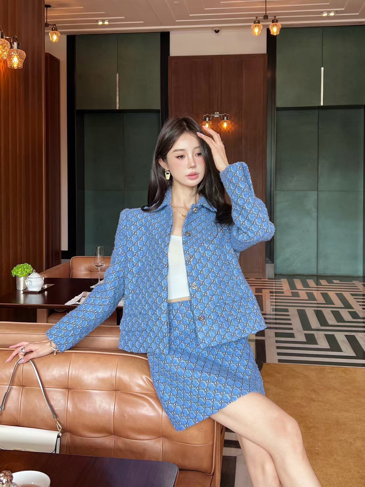 GUCC1 高級ジャガードジャケット＋スカート２点セット【50％割引+送料無料】