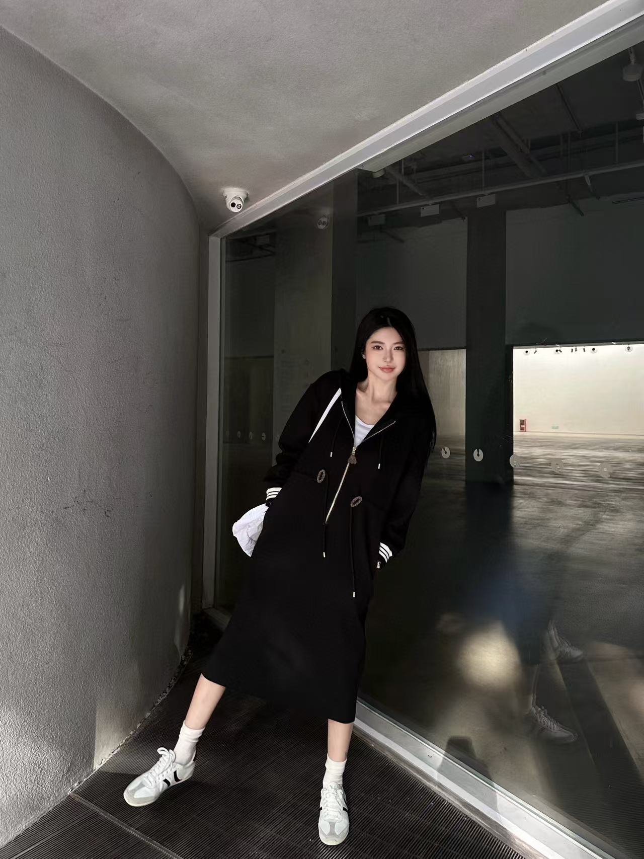 LV高品質ドローストリングウエストフード付きドレス【50％割引+送料無料】