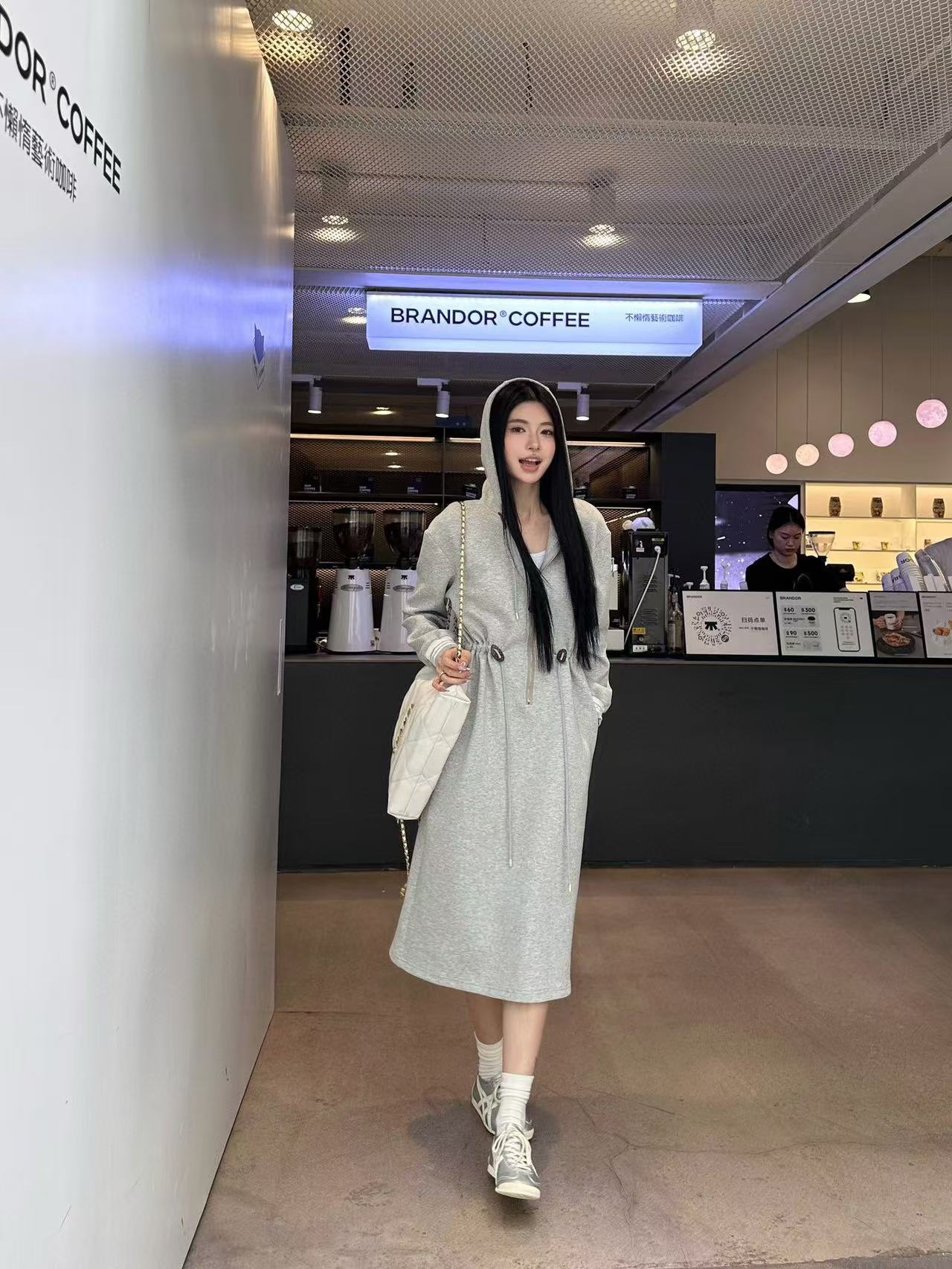 LV高品質ドローストリングウエストフード付きドレス【50％割引+送料無料】