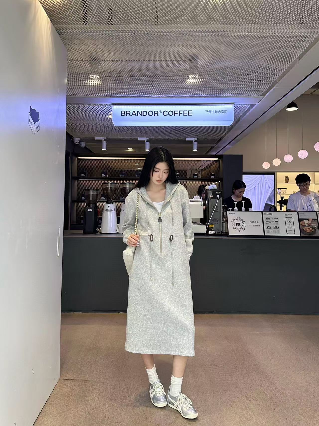 LV高品質ドローストリングウエストフード付きドレス【50％割引+送料無料】