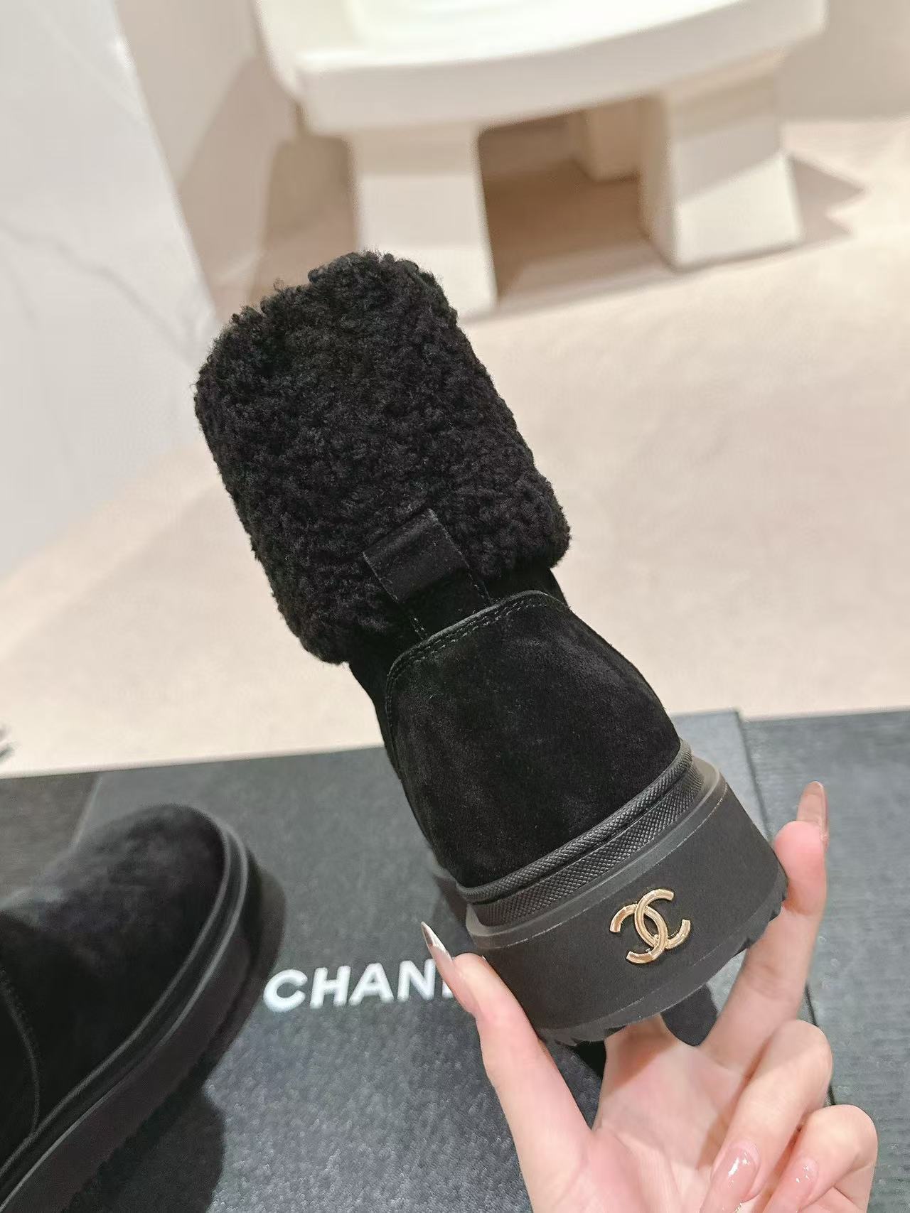 CHANE1シンプルレタードのラムウールショートブーツ【50％割引+送料無料】